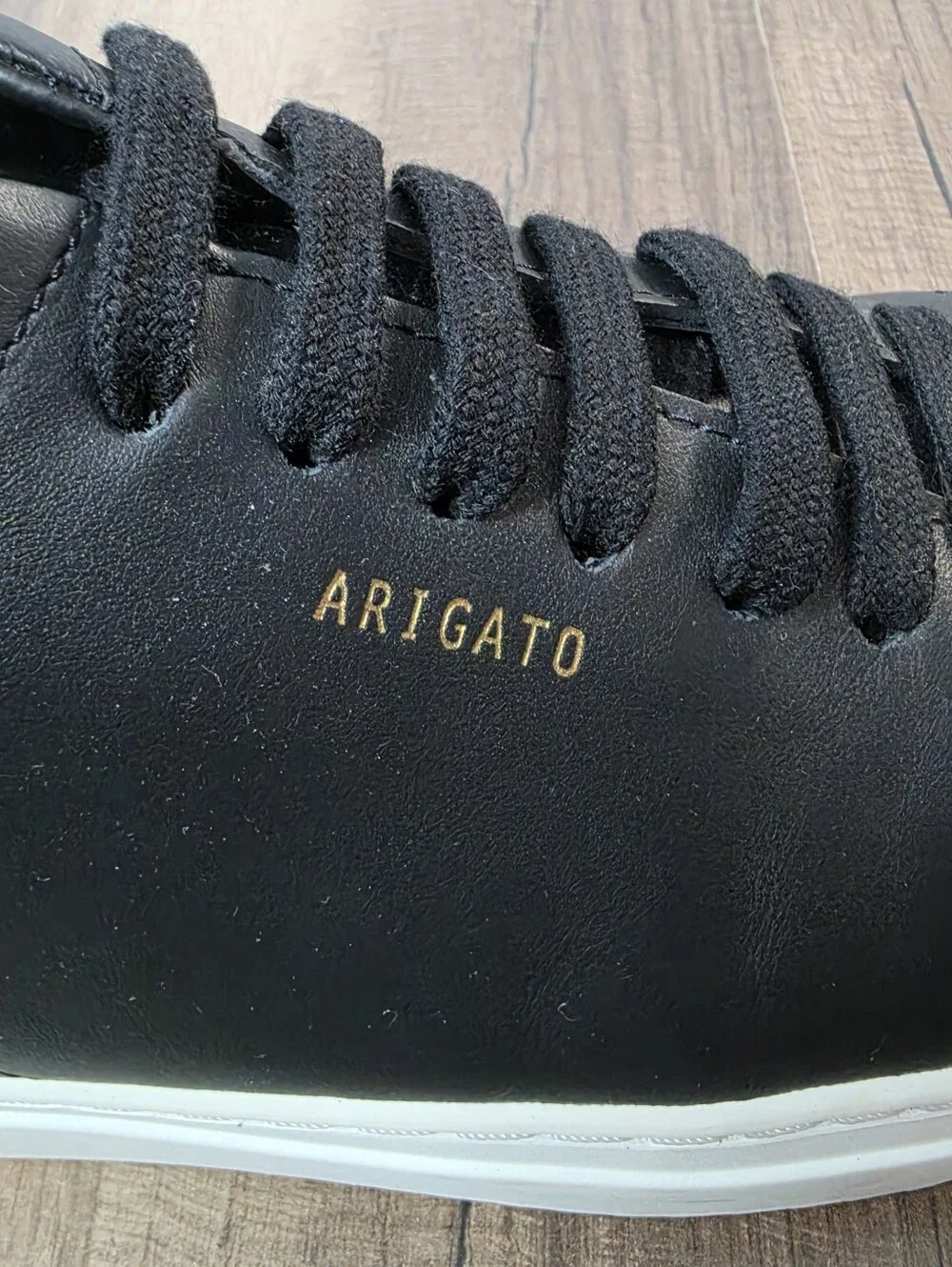 Axel Arigato Clean 90 Black Leather Minimalist Sneakers Gold Logo Clean Girl. 9